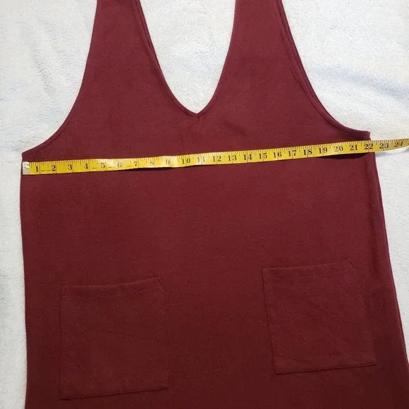 Asos Design Sleeveless Pinafore Pocket Dress Women's Size 8 Burgundy A-line Mini - Picture 7 of 9